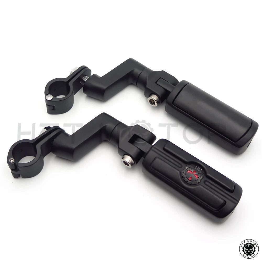 Black Skull Head Foot Peg Rests for Harley-Davidson (1" 25mm)