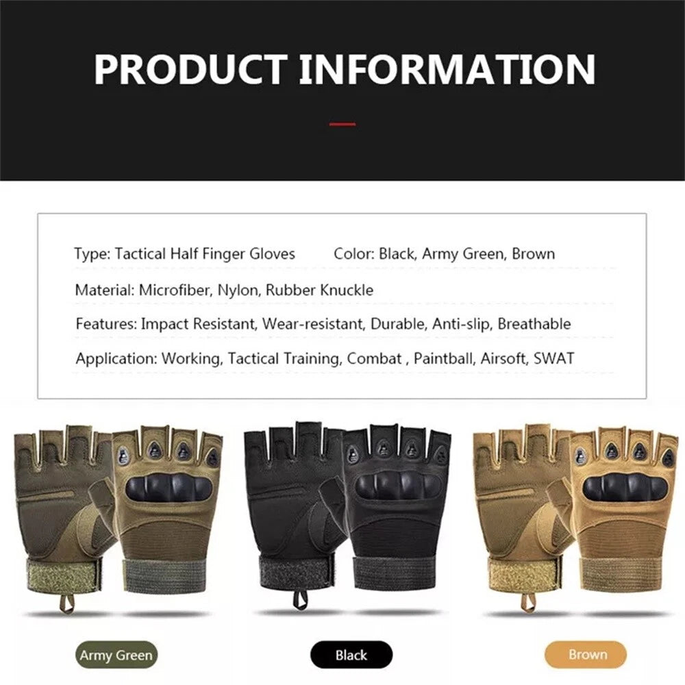 Fingerless Gloves for Camping, Hiking, Motorcycle, Paintball