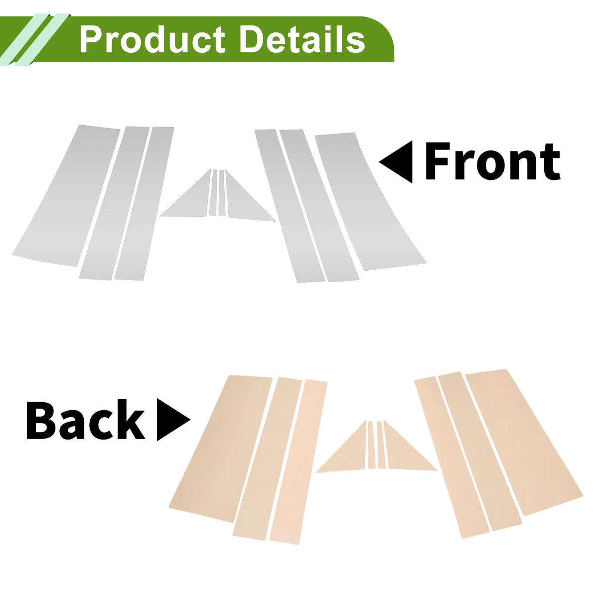 10X Door Pillar Window Trim for Chrysler Town & Country (2008–2016) Silver Tone