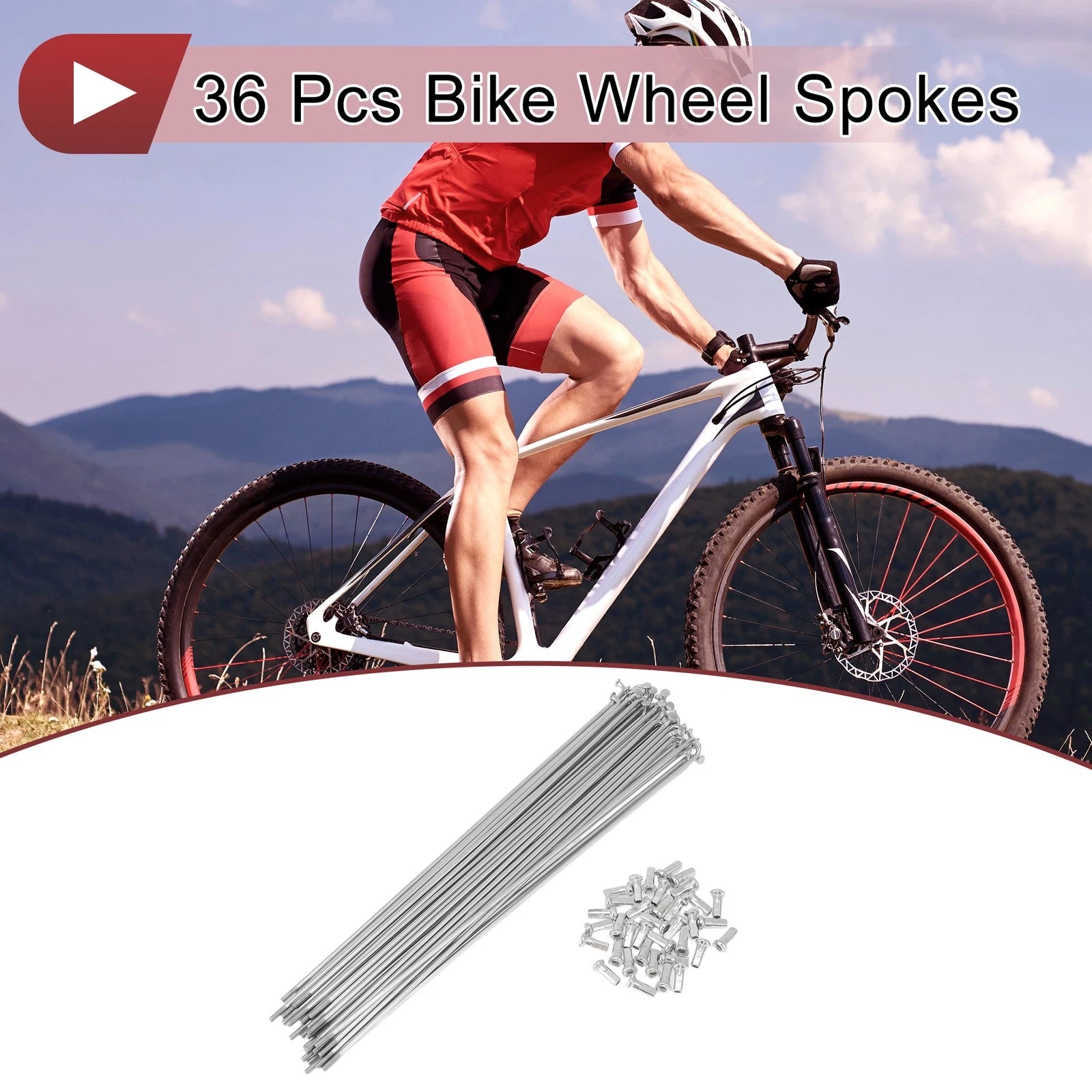 36 Set Bicycle Spokes 233mm Steel Galvanized for 45mm Wheels (—)