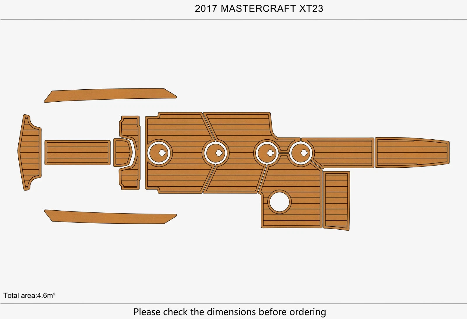 EVA Foam Cockpit Pads for Mastercraft XT 23 (2017) - Faux Teak Deck Flooring
