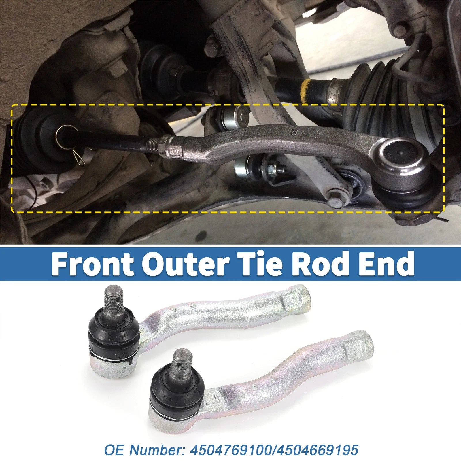 2PCS Front Outer Tie Rod Ends Links Replacement for Toyota Land Cruiser (1998–2002)