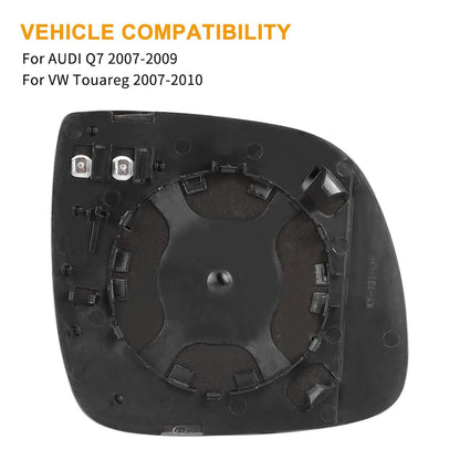 Left Side Door Mirror Glass Aspheric Heated for VW Touareg (2007–2010)