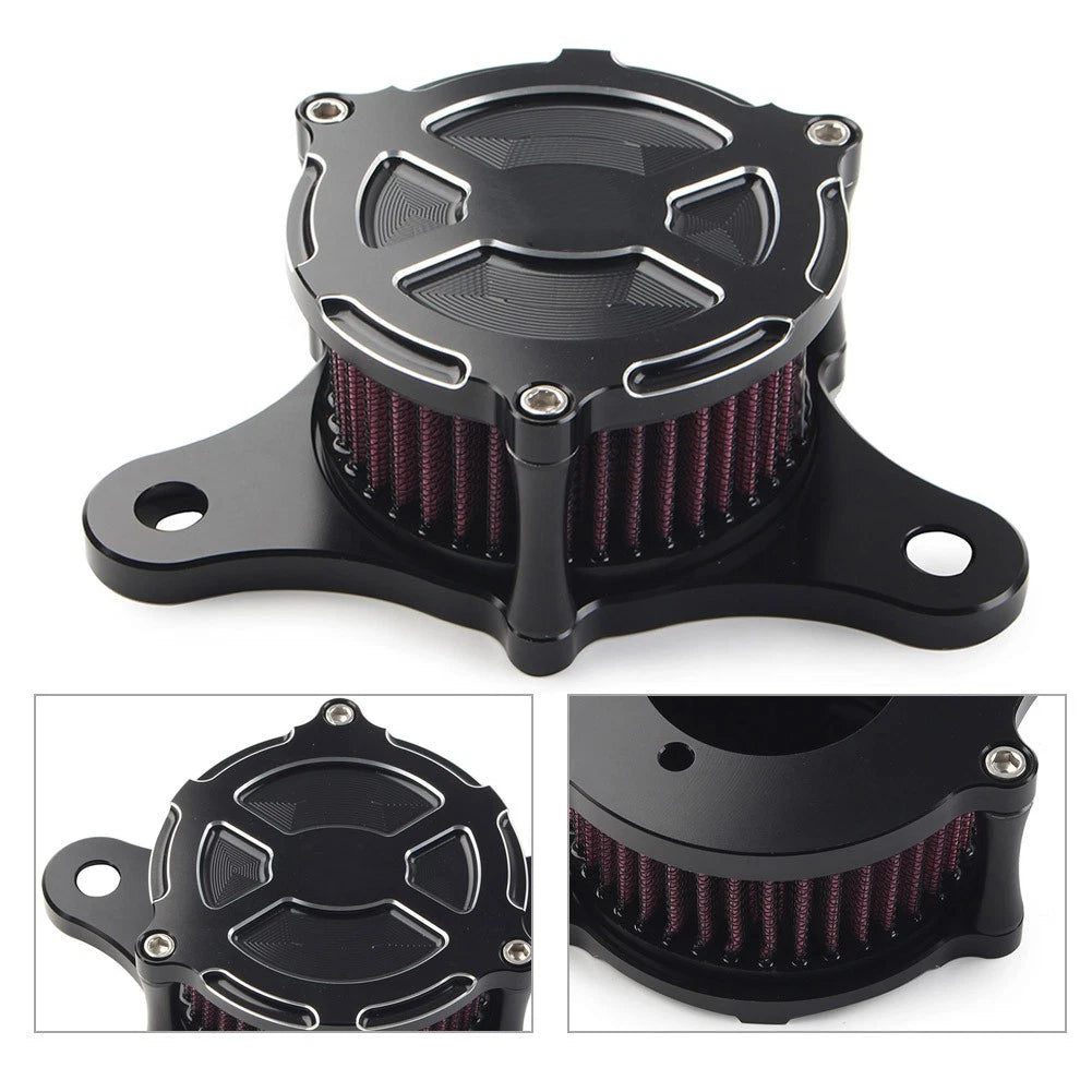 Black Air Cleaner Red Intake Filter Kit For Harley Dyna Softail Road King