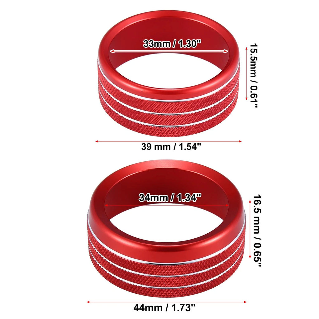 Headlight Switch Knob Trim Cover Set for Dodge Ram (2018–2020) Red