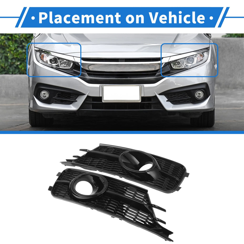Front Left Right Fog Light Grille Pair Replacement for Audi A6 (2016–2018)