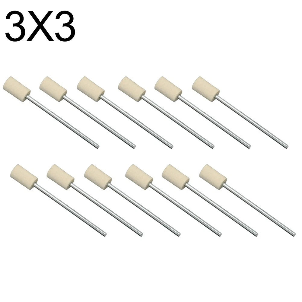 12 Wool Grinding Wheels for Rotary Tools (65mm Handle Polishing Set)