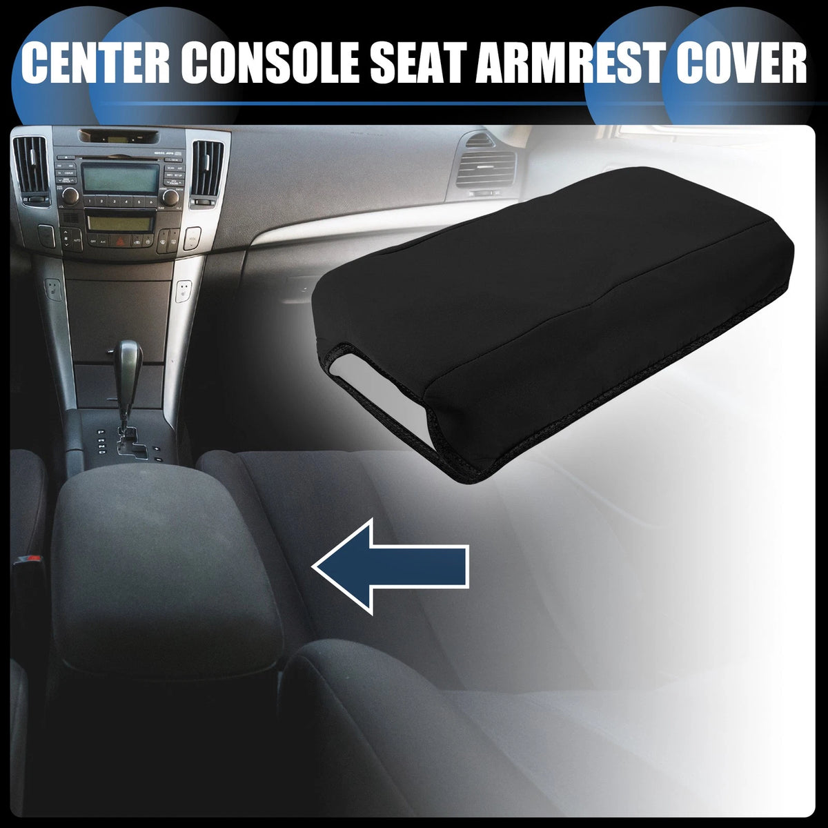 Armrest Protector Cover Pad for Hyundai Sonata 2015–2019 Neoprene Black