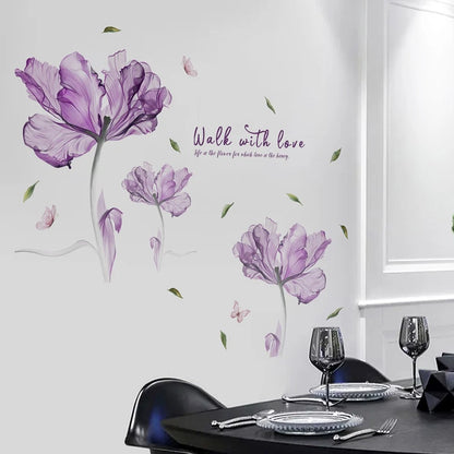 Party Wall Sticker Tool for Creative DIY Matte Effect Purple Flowers (30x90cm)