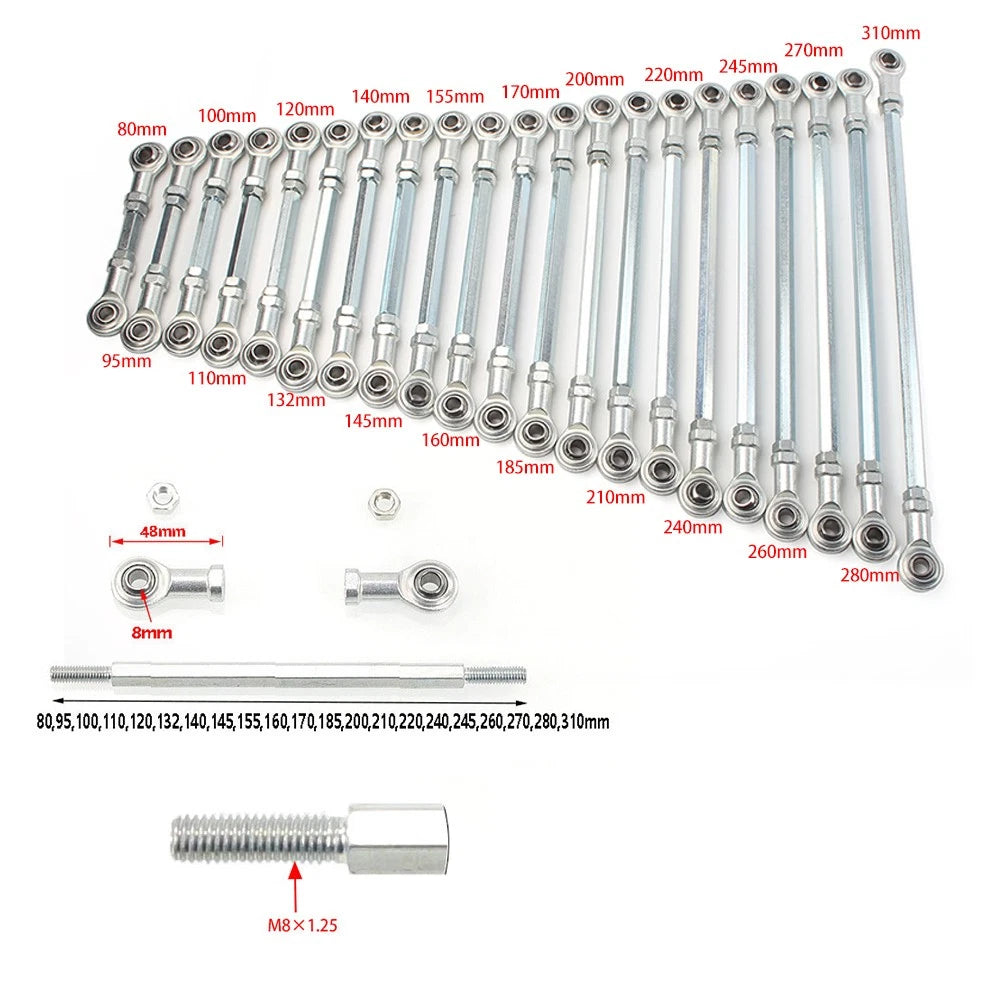 Steering Tie Rod Kit with Ball Joints for ATV Go Kart (M8)