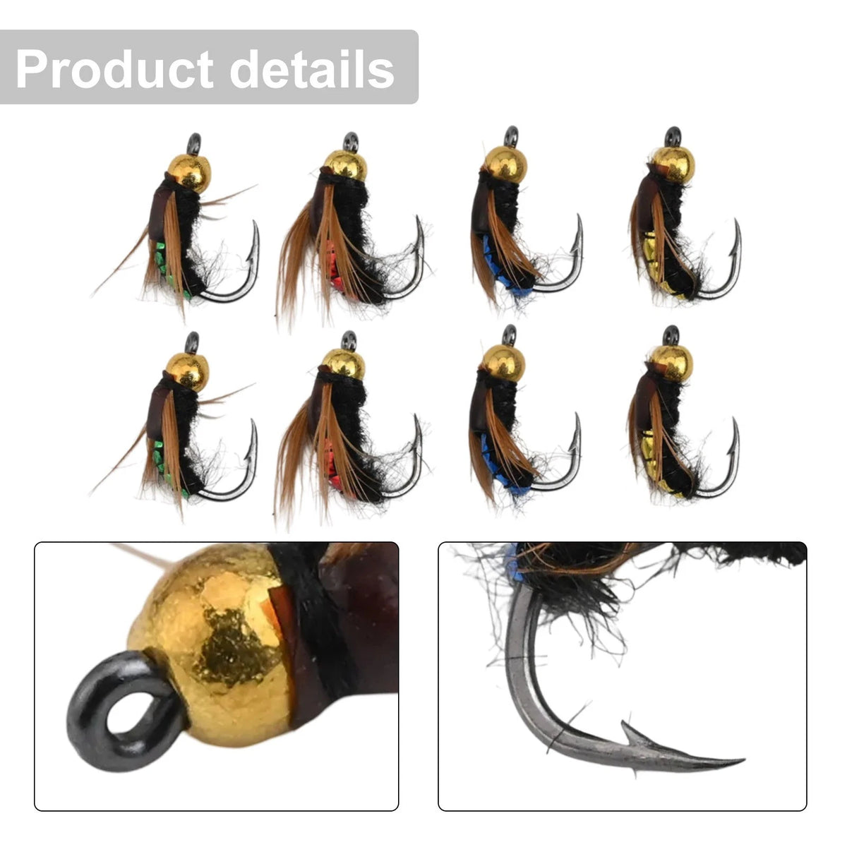 8pcs Fly Fishing Hooks Set for Trout Bass Grayling