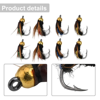 8pcs Fly Fishing Hooks Set for Trout Bass Grayling