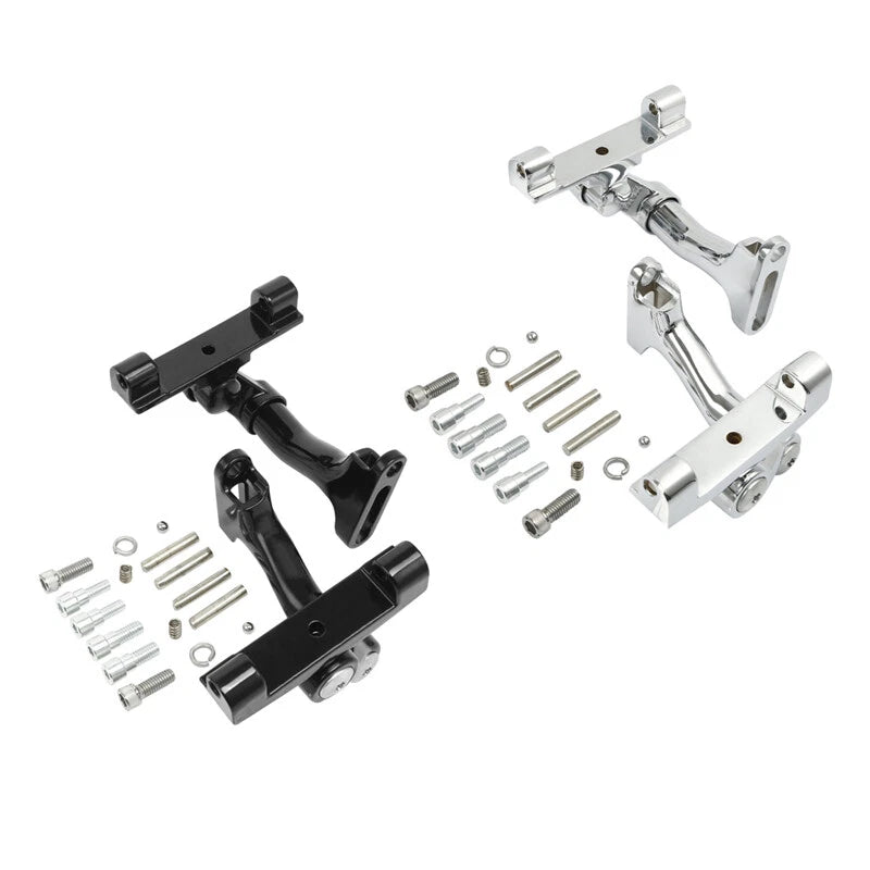 Chrome/Black Adjustable Footboard Mount for Harley Road King (1993–2025)