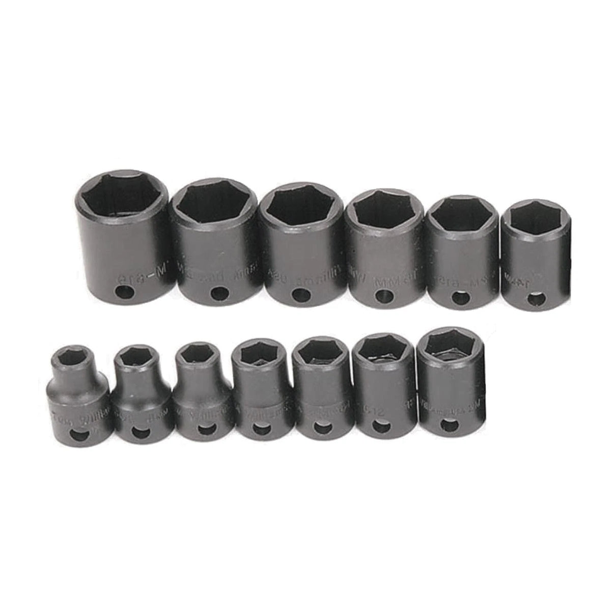 Set of 13 Impact Shallow Sockets 3/8 Drive 6 Point