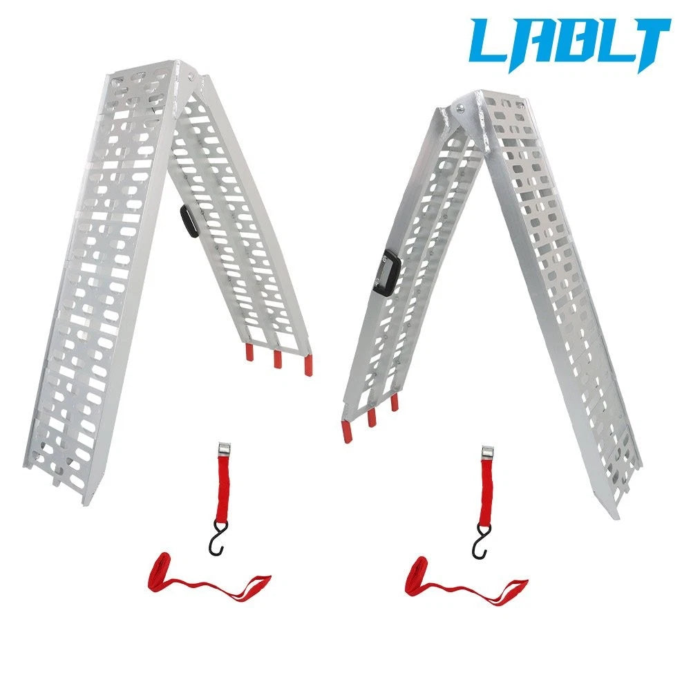 2X Aluminum Arched Loading Ramps for Motorcycle ATV UTV Truck Lawnmower