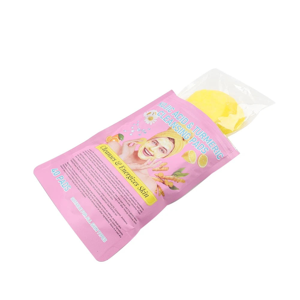 40PCS Kojic Acid And Turmeric Cleansing Pads?Facial Sponges Exfoliate