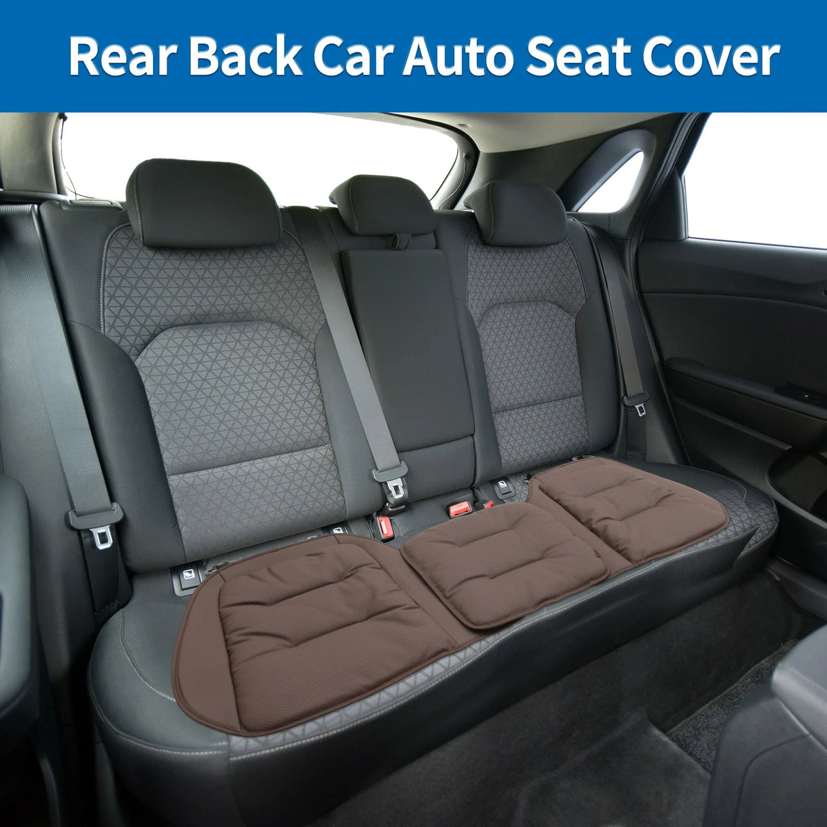 Brown Nappa Leather Back Seat Cover for Rear Bench (Non-Slip)