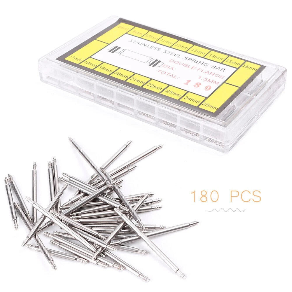 180x 8-25mm DIY Watch Band Spring Bars Strap Link Pins Watchmaker Repair Kits GZ