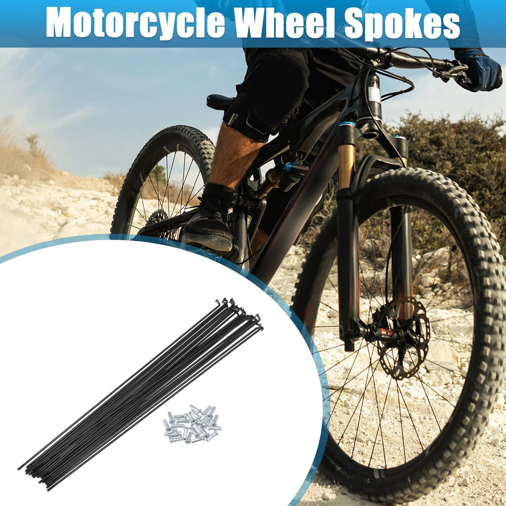 13G J Bend Spokes 24pc Replacement with Nipples for Bicycle 288mm (288mm)