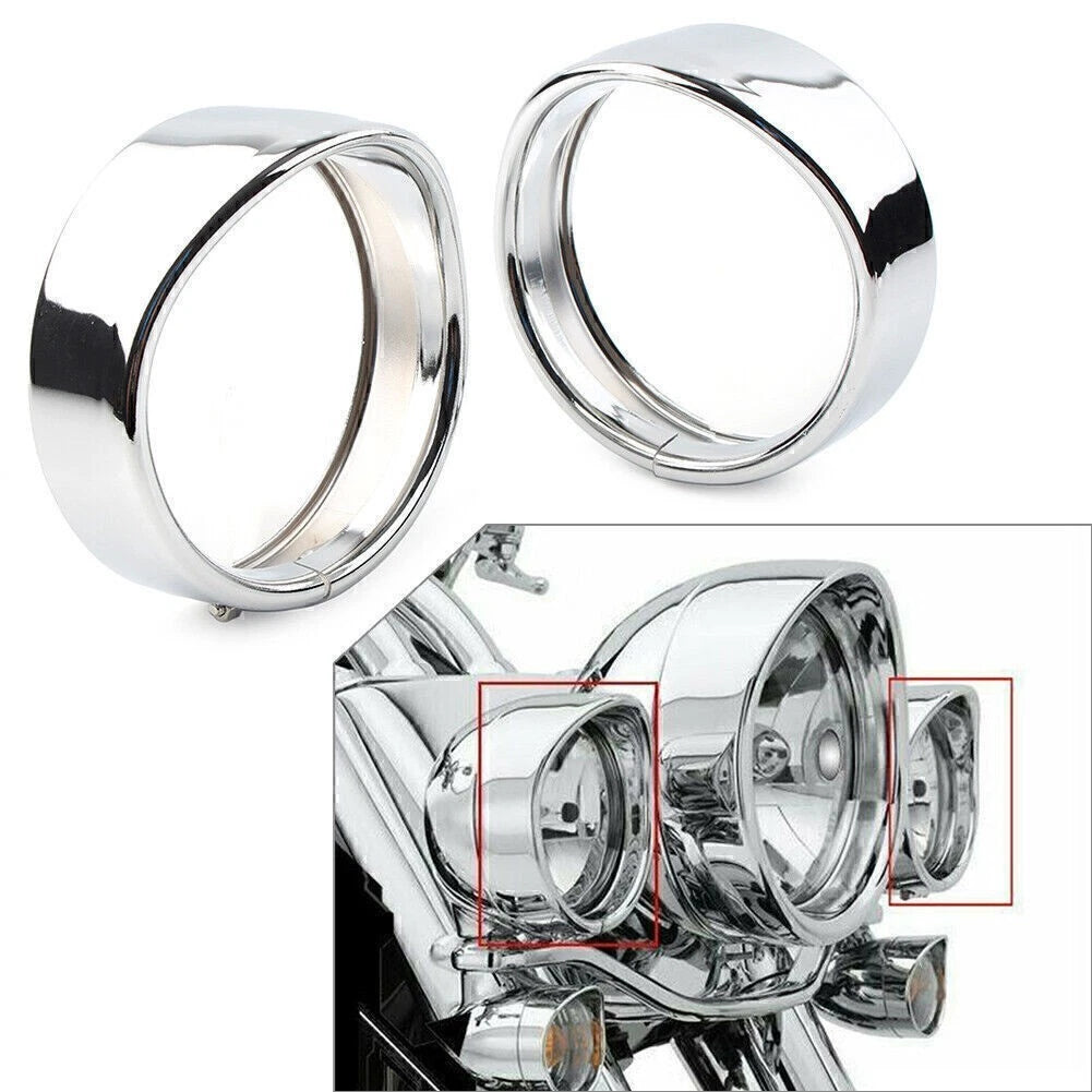 2X Chrome 4.5" Passing Lights Trim Ring Bezel for Harley FLHT FLHR