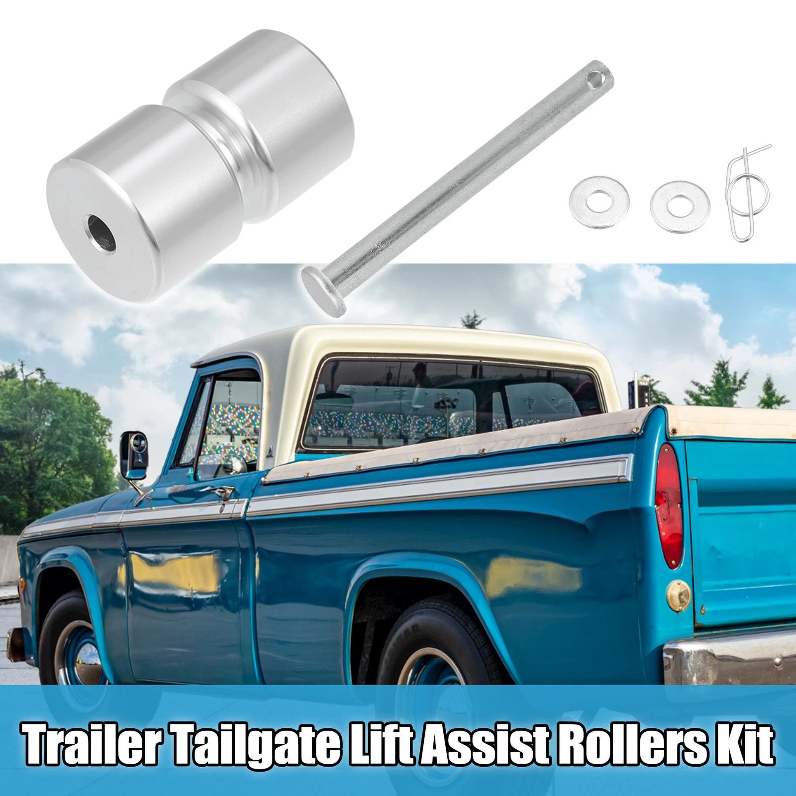 Tailgate Lift Assist Rollers Set with Locking Rings for Ford F-150 (2004–2020)