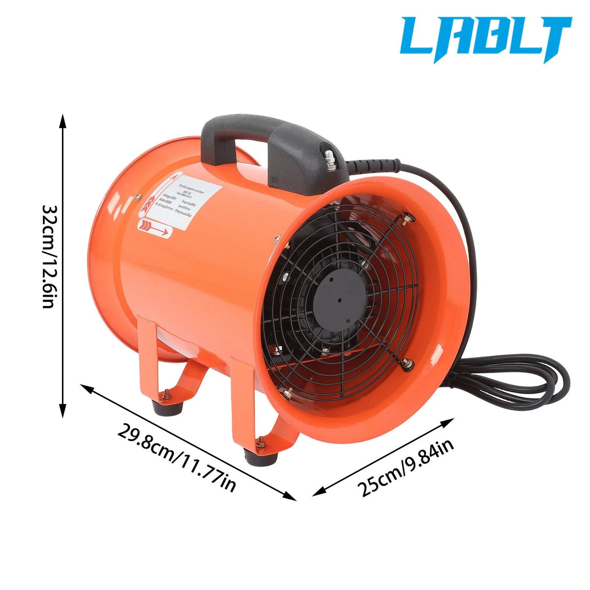 8" Utility Blower Fan for Industrial Use with 16.4Ft Duct Hose