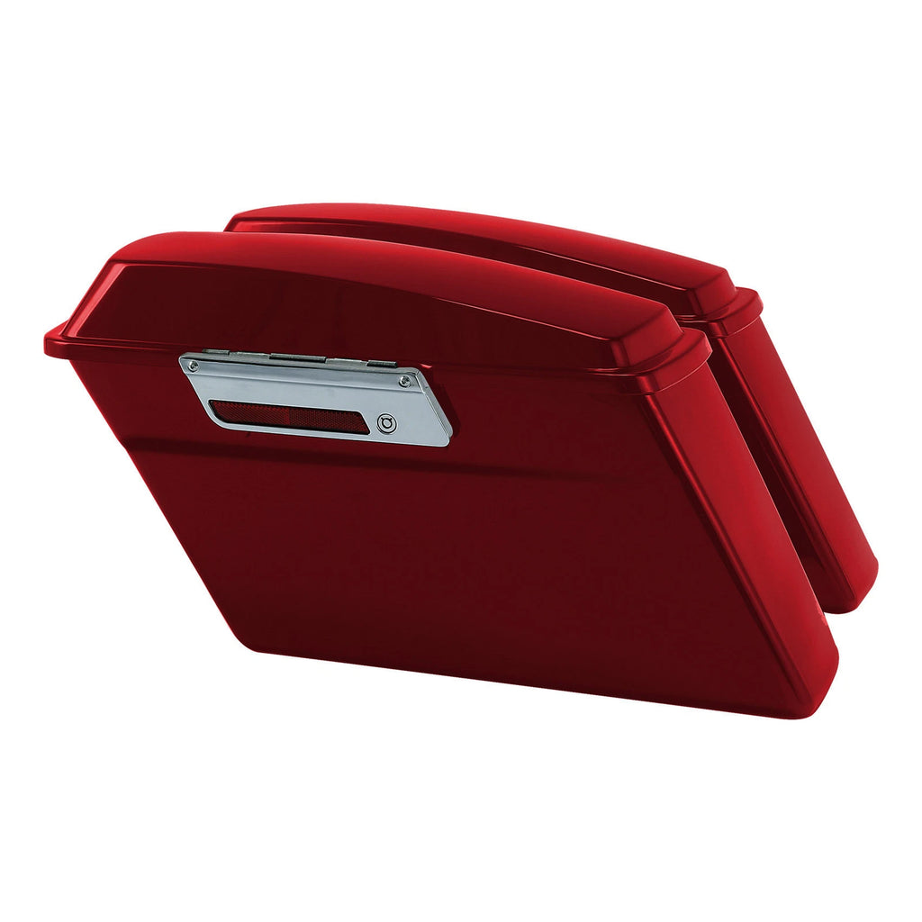 Red Hard Saddlebag & Chrome Conversion Bracket for Harley Softail FLST (1984–2017)