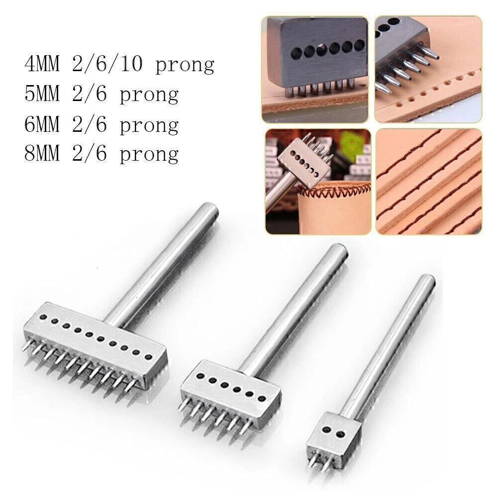 1pc 4.0-8.0mm Leather Craft Row Punch Stitching Cutter Tool 1.0mm Round Hole
