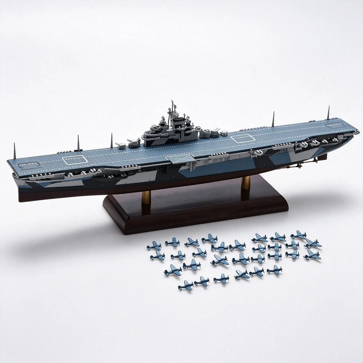Diecast Model USS Franklin CV-13 Aircraft Carrier with 30 Deck Planes & Stand