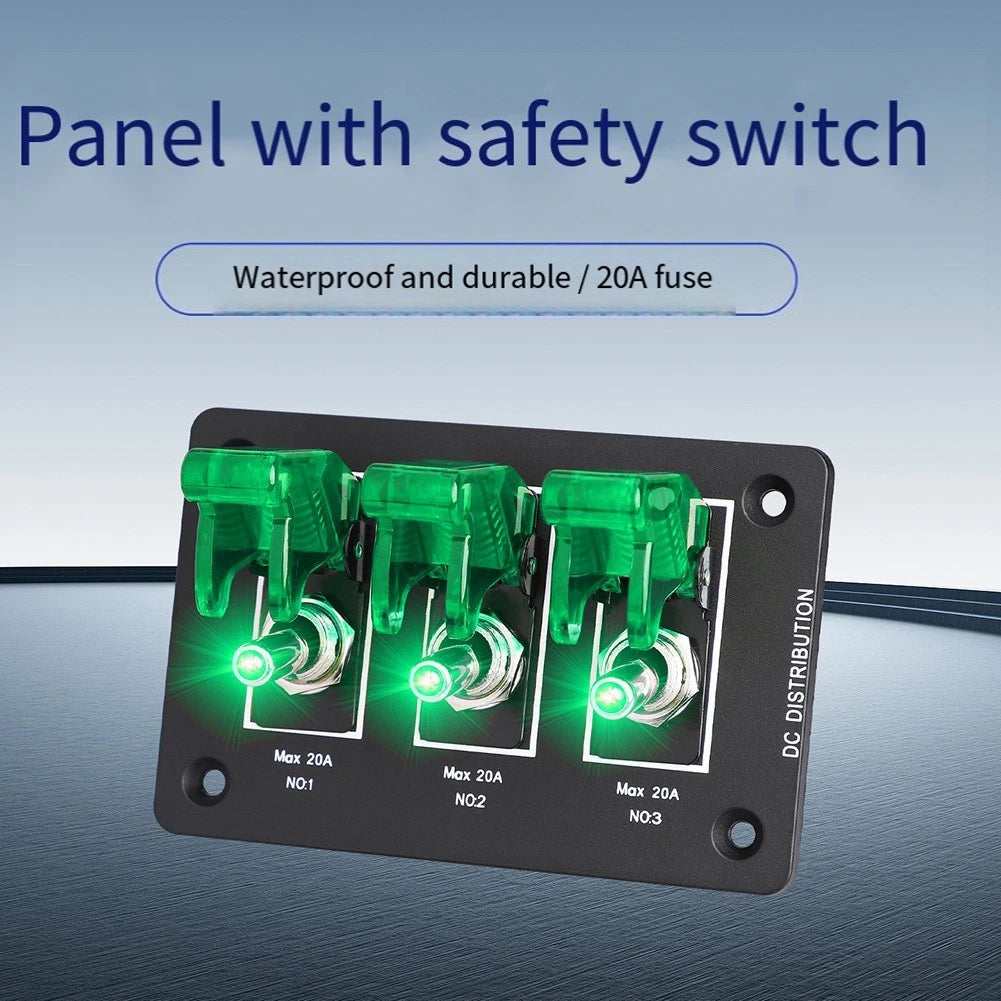 3-Gang Toggle Switch Panel for Off-Road RV Marine (12V 24V)
