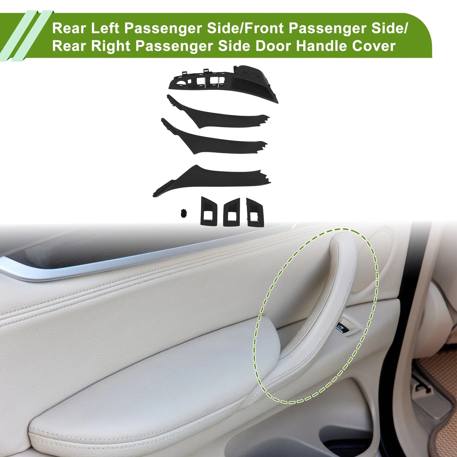 Door Panel Handle Pull Trim Cover for BMW 5 Series (2011–2016) Black
