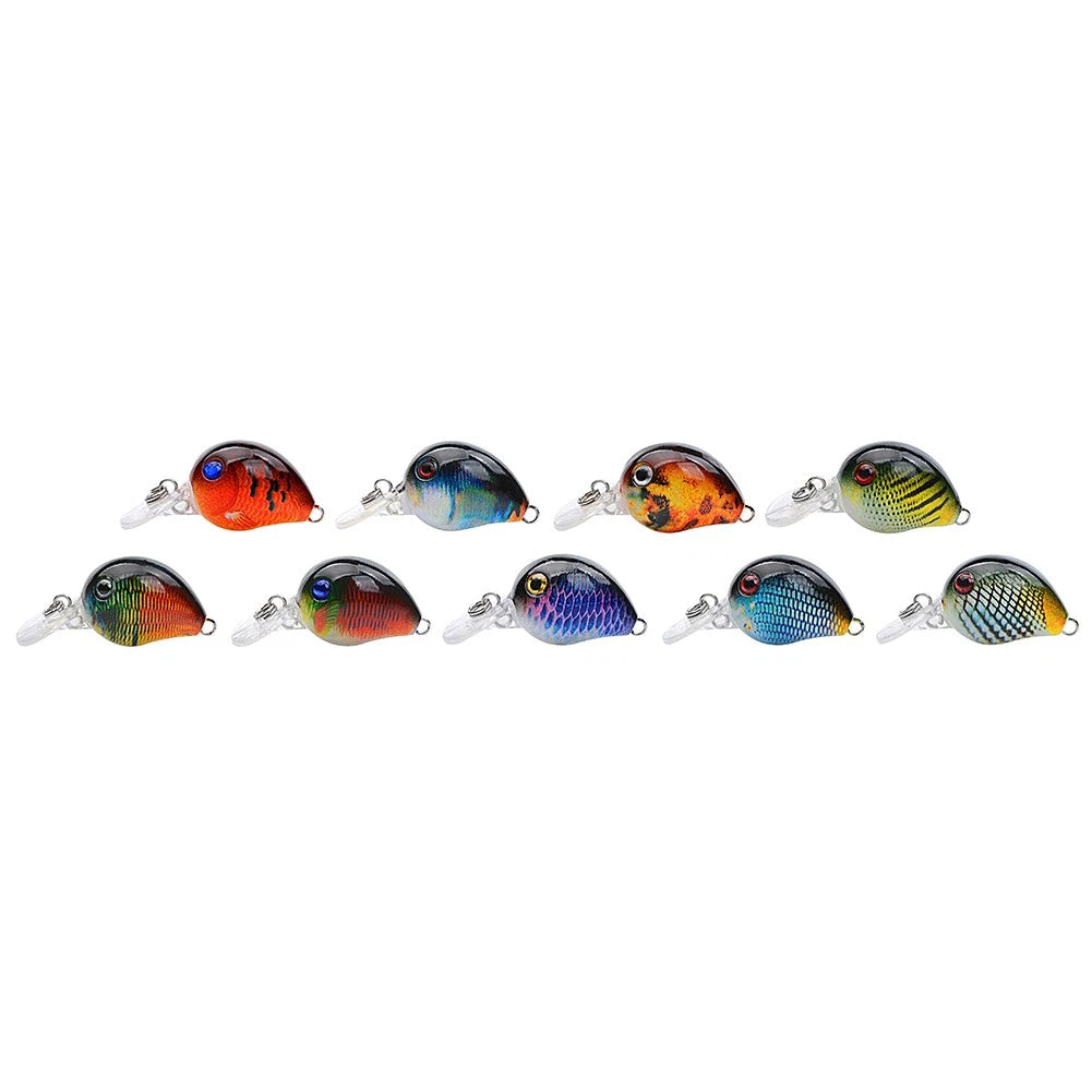 9PCS Fishing Lures 2g/3.3cm Minnow Baits & Floating Hooks