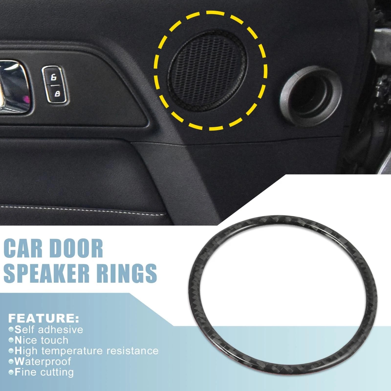 2Pcs Door Speaker Rings Cover Replacement for Ford Mustang (2015–2020)