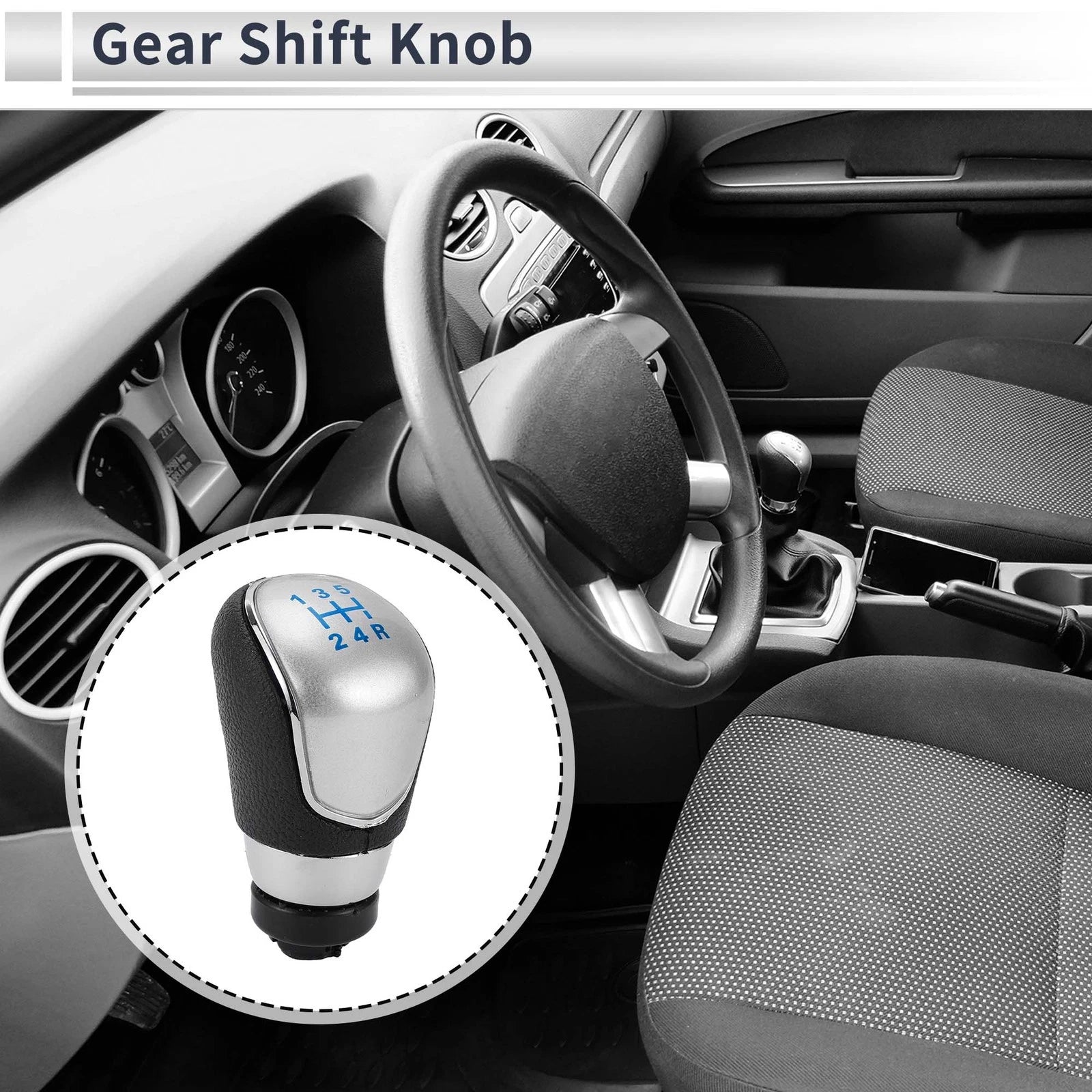5 Speed Shift Knob for Ford Focus MK2 FL (2008–2011) Plastic Blue Black Silver