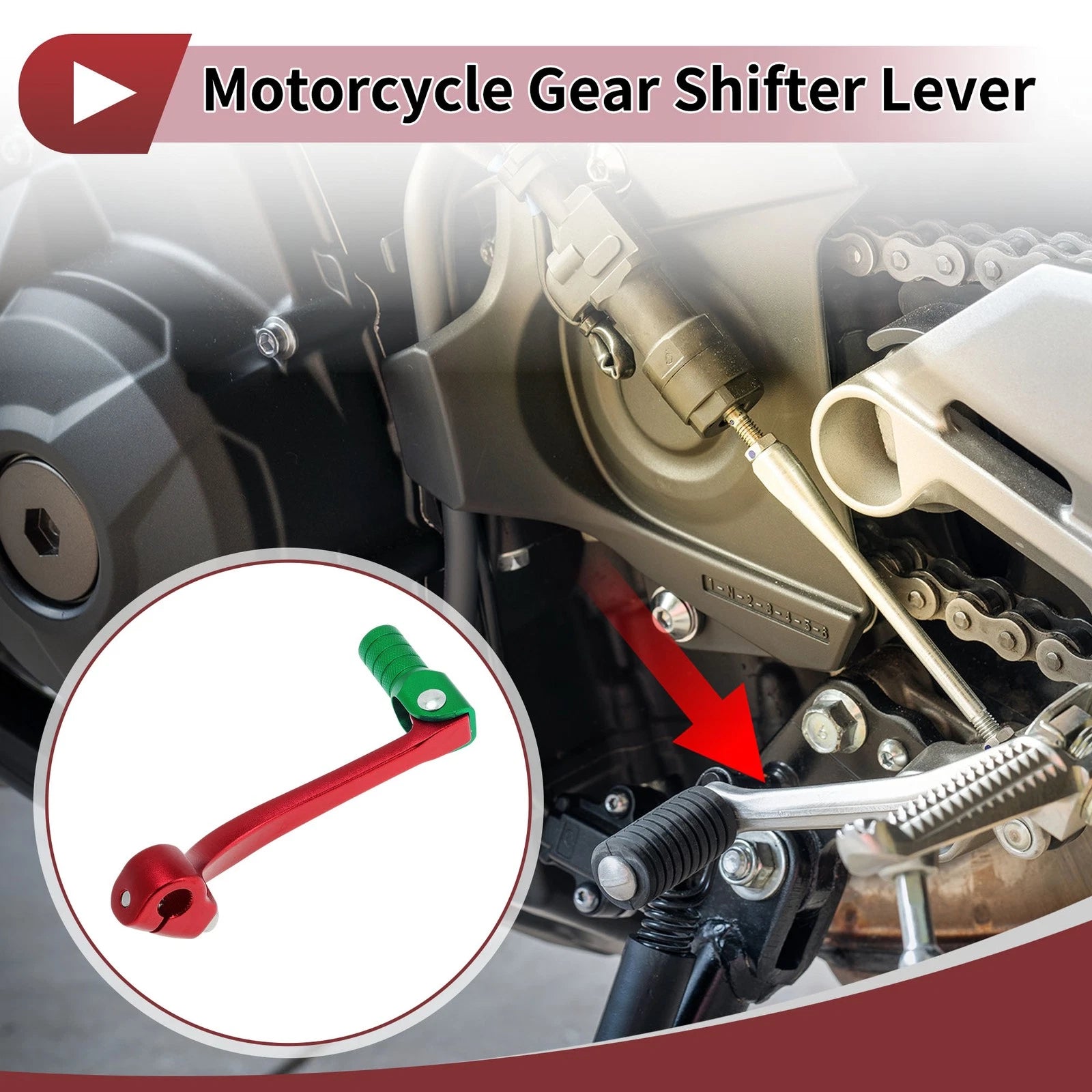 Folding Gear Shifter Lever for Honda CRF110F (2013–2018) Red Green