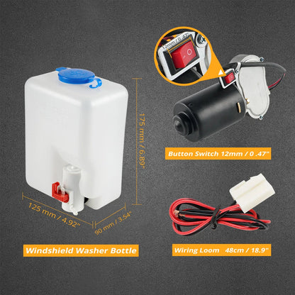 Wiper Kit with Washer Bottle Motor for Polaris RZR 1000 (2014–2023)
