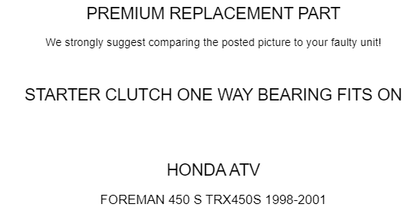 Starter Clutch One Way Bearing Sprag Replacement for Honda Foreman 450 (1998–2001)