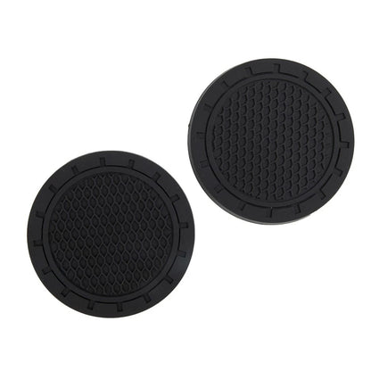 2X Black Rubber Cup Holder Pads for Auto Interior Accessories