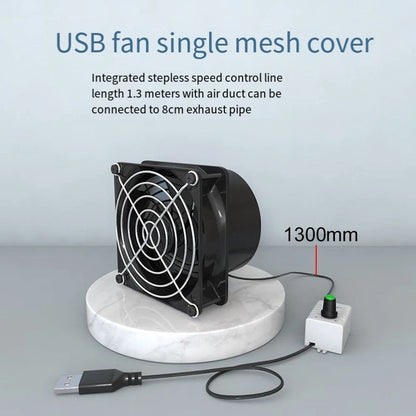 USB kitchen ventilation fan with adjustable speed for easy use