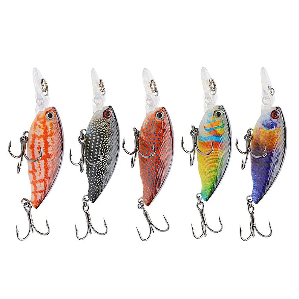 5PCS Floating Fishing Lures with 10# Hook 5.5g/6.5cm Minnow Baits