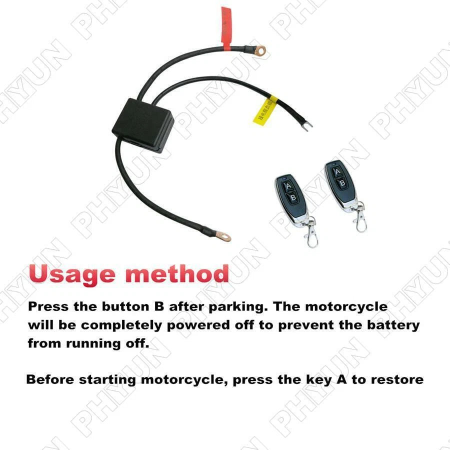 Wireless Remote 12V Motorcycle Battery Disconnect Cut Off Isolator Switch