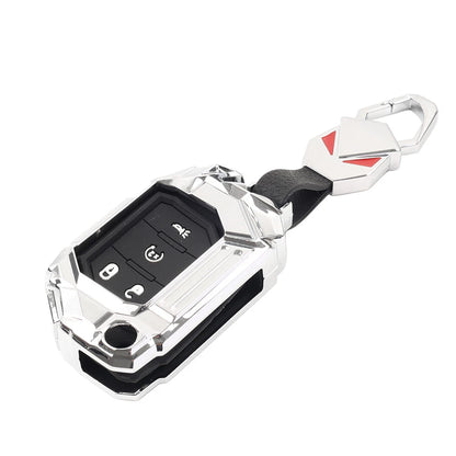 1x Silver 4-Button Key Fob Cover Case for Jeep Wrangler (2018–2024)