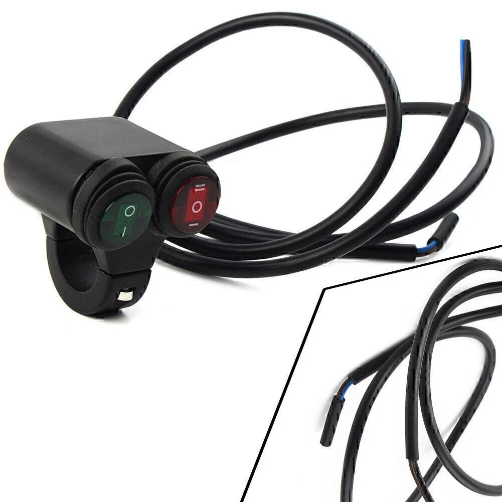 1 Pcs 7/8'' 12V Motorcycle Handlebar Headlight Fog Spot Light Dual On Off Switch