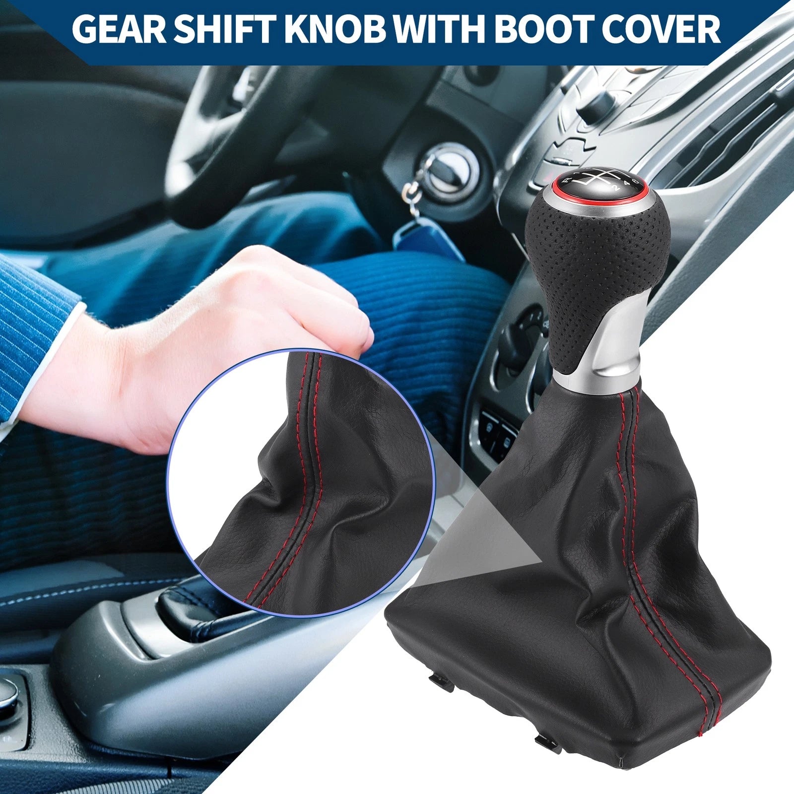 6 Speed Gear Shift Knob with Dust Cover for Audi S Line (2007–2015)