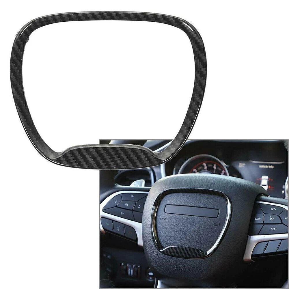 Black Carbon Steering Wheel Center Trim Ring for Dodge Challenger/Charger (2015–2019)