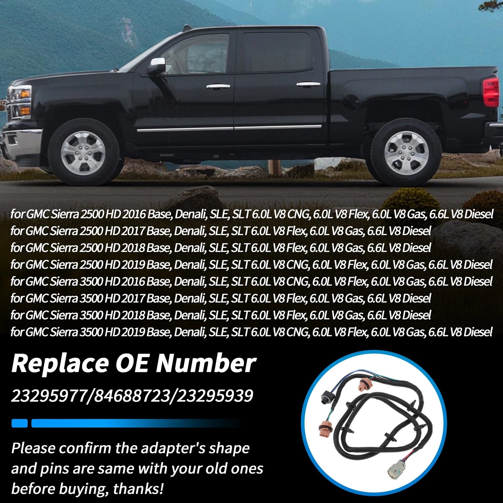 Passenger Side Tail Light Wiring Harness for Chevy Silverado 2500 HD 3500HD (2011–2014)