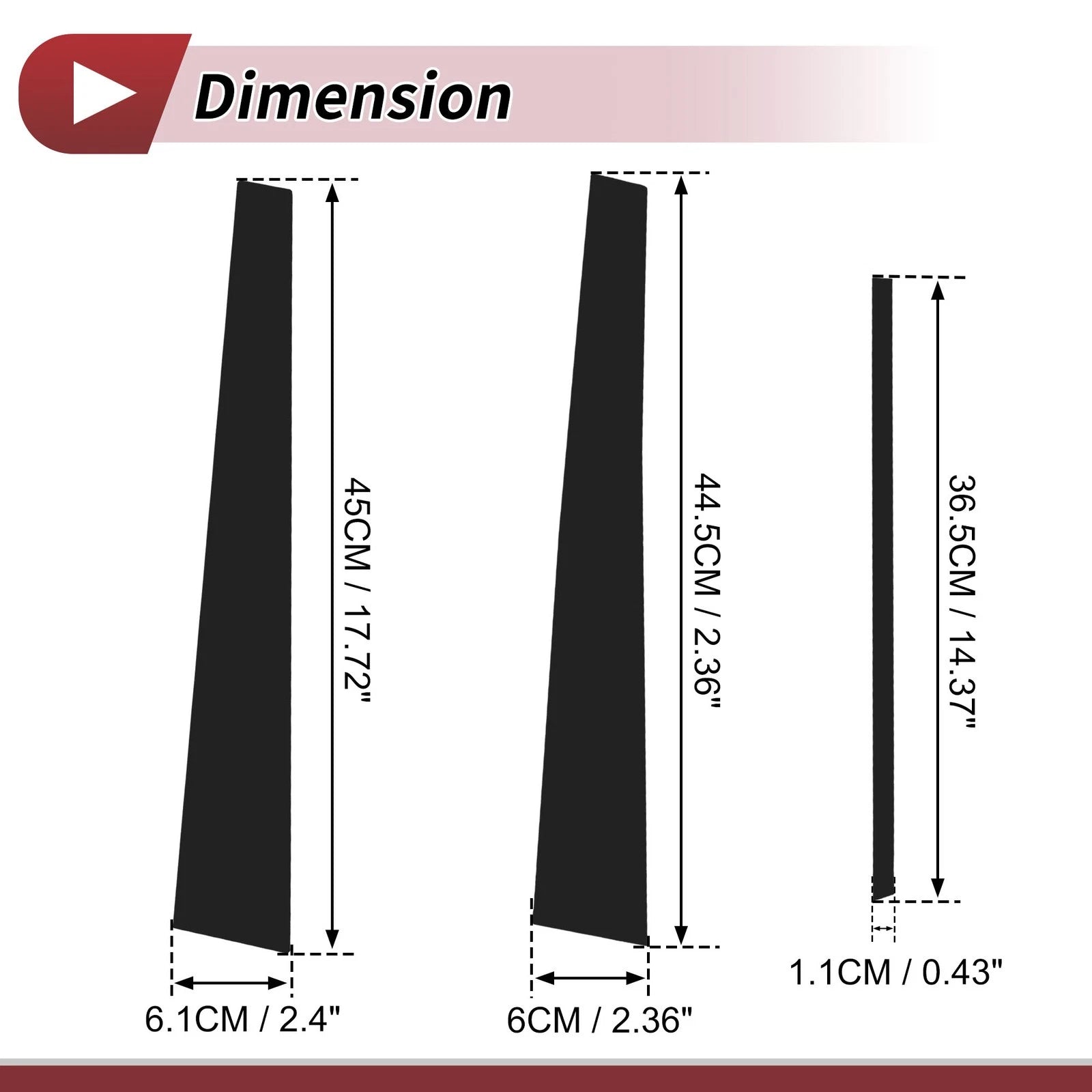 6 Pcs Door Pillar Window Trim Black for Lexus GS (1998–2005)