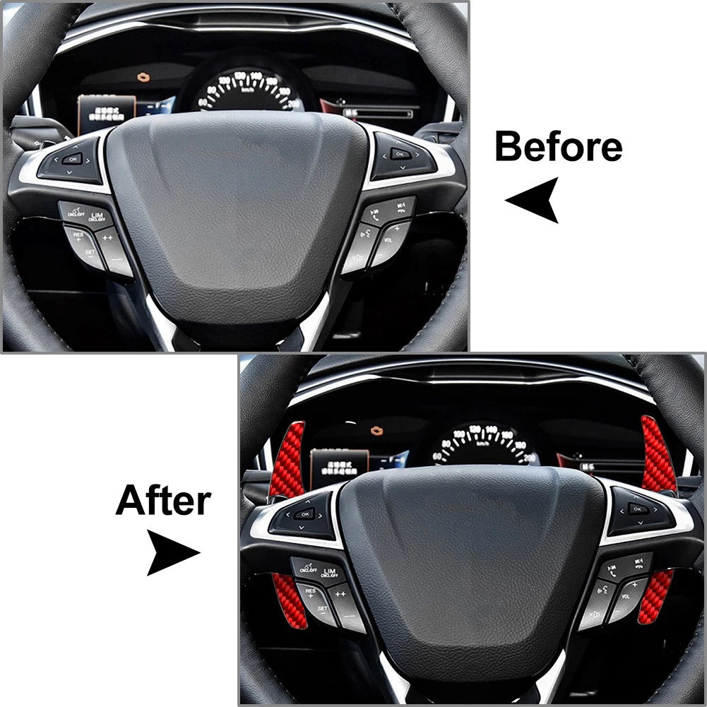 2X Red Steering Wheel Shift Paddle Extensions for Ford Mondeo Taurus Edge