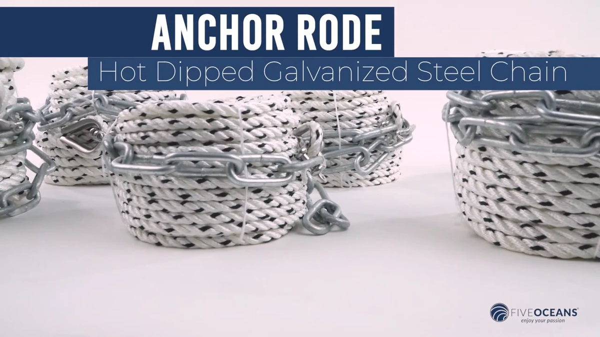 3-Strand Nylon Rope 1/2"x100' with Galvanized Steel Chain 1/4"x10'