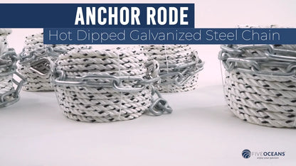3-Strand Nylon Rope 1/2"x100' with Galvanized Steel Chain 1/4"x10'